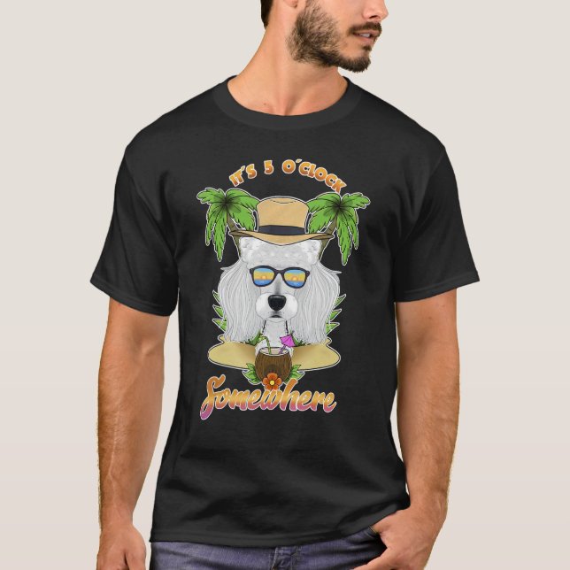 It Is 5 O´Clock Somewhere Drinking Poodle T-Shirt (Front)