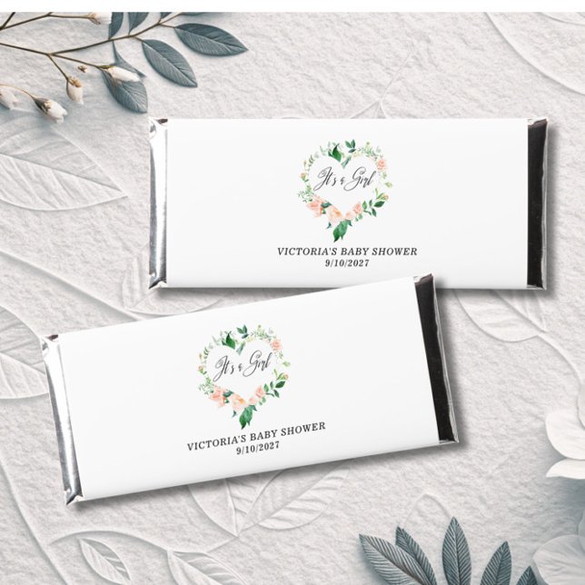 It is a Girl Blush Pink Baby Shower Hershey Bar Favors (Creator Uploaded)