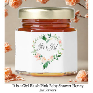 It is a Girl Blush Pink Baby Shower Honey Jar Favors