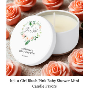 It is a Girl Blush Pink Baby Shower Mini Candle Favors