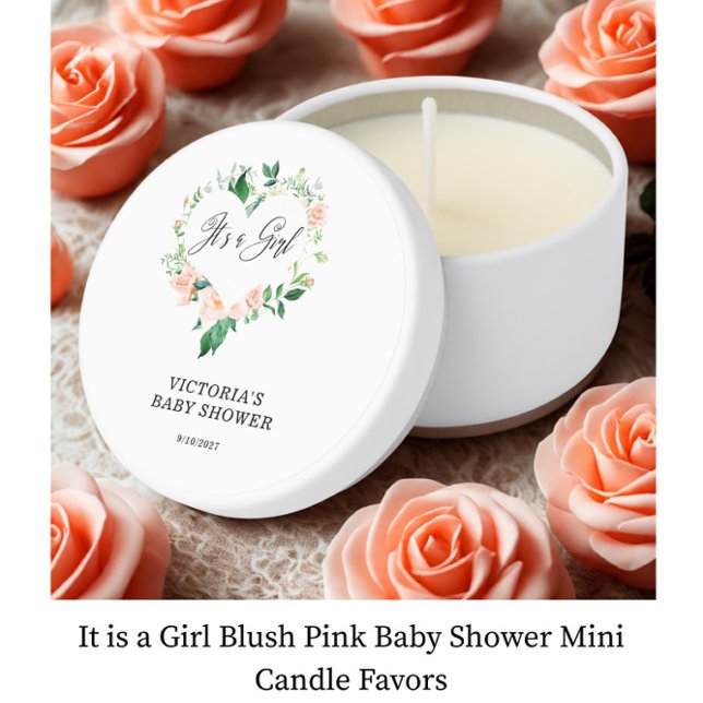 It is a Girl Blush Pink Baby Shower Mini Candle Favors (Creator Uploaded)