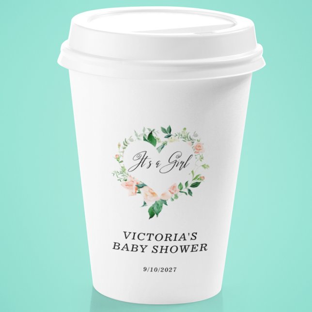 It is a Girl Blush Pink Baby Shower Paper Cups (Creator Uploaded)