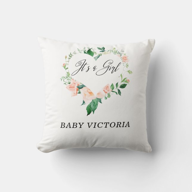 It is a Girl Blush Pink Baby Shower  Throw Pillow (Front)