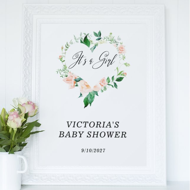 It is a Girl Peach Baby Shower Poster (Creator Uploaded)