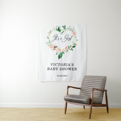 It is a Girl Peach Baby Shower Tapestry