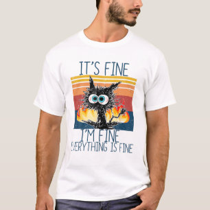 It Is Fine I Am Fine Funny Kitten Retro Vintage T-Shirt