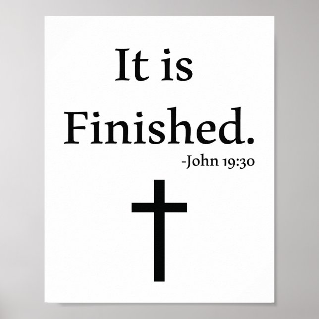 It Is Finished Bible Verse Poster (Front)