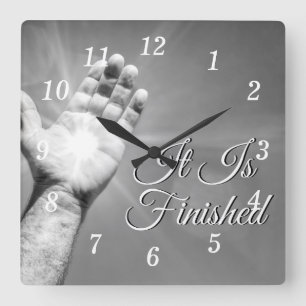 It Is Finished Grayscale Wall Clock