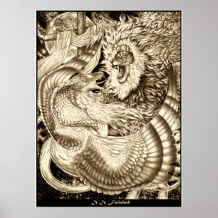 IT IS FINISHED - Lion Of Judah Vs. Winged Serpent Poster