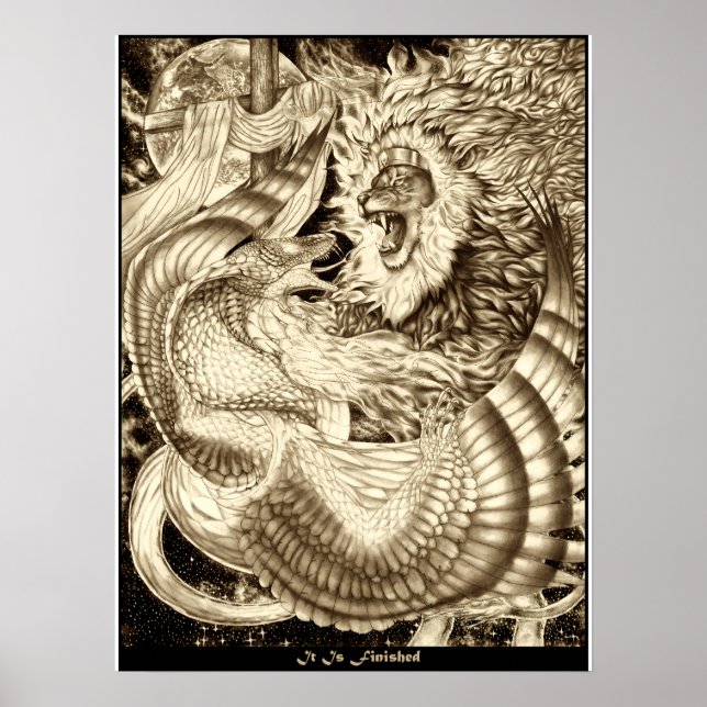 IT IS FINISHED - Lion Of Judah Vs. Winged Serpent Poster (Front)