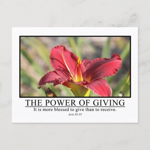 It is more blessed to give than receive Acts 2035 Postcard