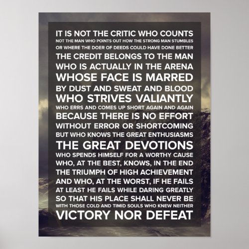 It is not the critic who counts Quote Poster