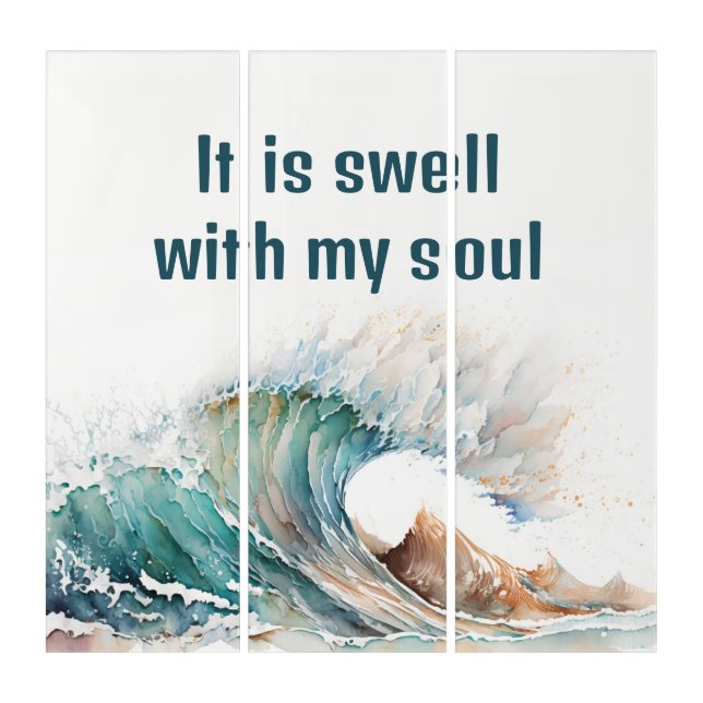 "It Is Swell With My Soul" Watercolor Wave Triptych (Front)