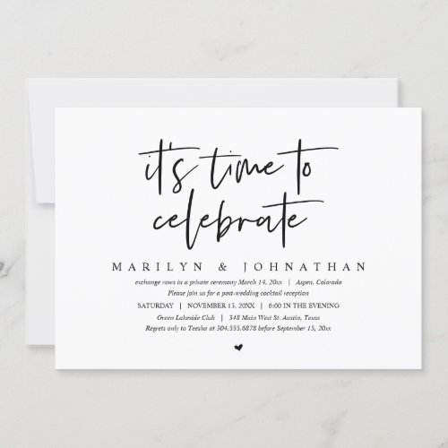 It is time to celebrate Wedding Elopement Party I Invitation