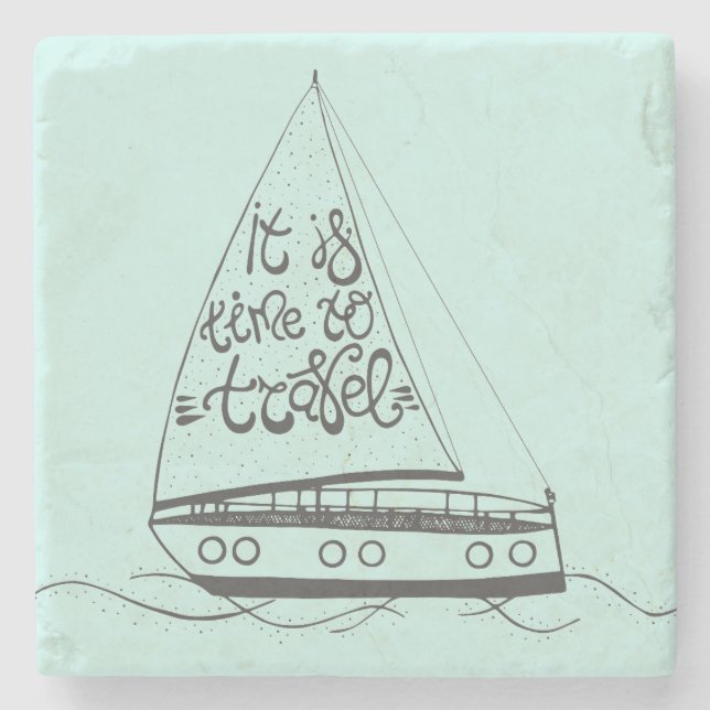 It Is Time To Travel Stone Coaster (Front)