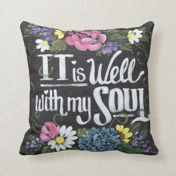 "it Is Well" Black Floral Throw Pillow by JustBeeNMeBoutique at Zazzle