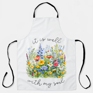 It is well, christian wildflower spring apron