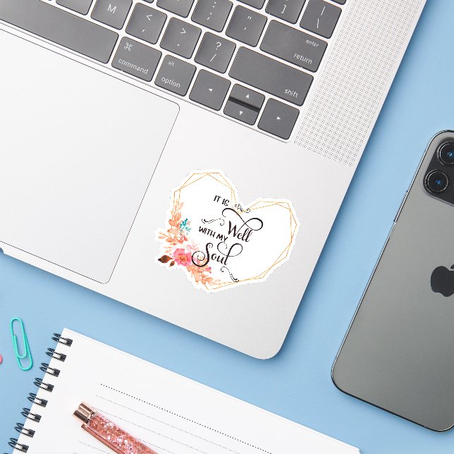 It is well pink floral heart sticker (Laptop w/ iPhone)