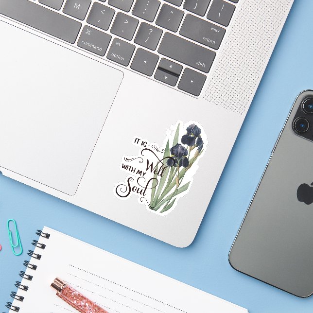 It is well purple iris sticker (Laptop w/ iPhone)