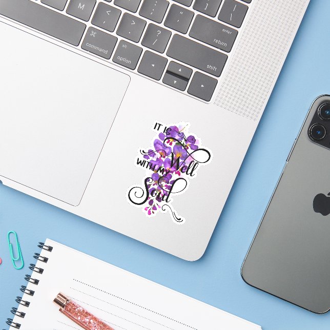 It is well purple wisteria sticker (Laptop w/ iPhone)