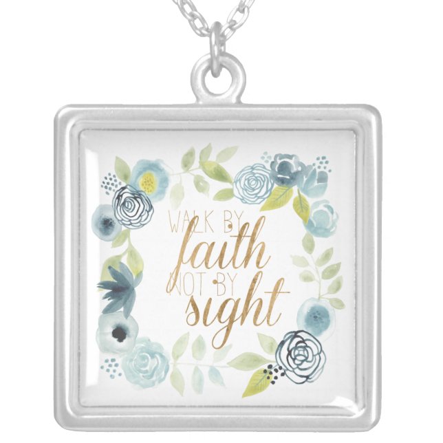 It Is Well - Walk by Faith Not by Sight Silver Plated Necklace (Front)