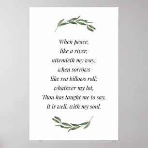 It Is Well With My Soul, Bible Verse Print, Hymnal Poster