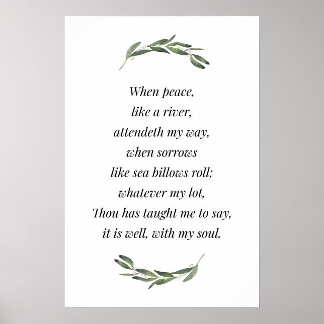 It Is Well With My Soul, Bible Verse Print, Hymnal Poster (Front)