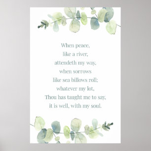 It Is Well With My Soul, Bible Verse Print, Hymnal Poster