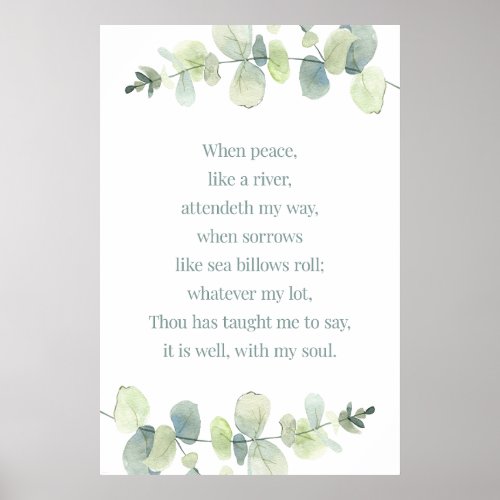 It Is Well With My Soul Bible Verse Print Hymnal Poster