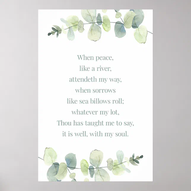 It Is Well With My Soul, Bible Verse Print, Hymnal Poster Zazzle