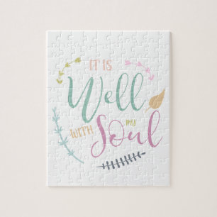 It is well with my soul Christian typography chic Jigsaw Puzzle