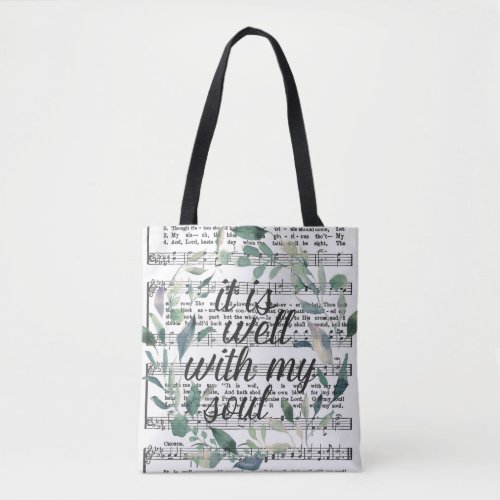 It is Well with my Soul Floral Hymn Tote Bag