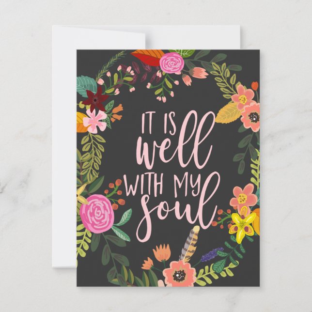 It Is Well With My Soul, Hymn, Bible, Quote Note Card (Front)