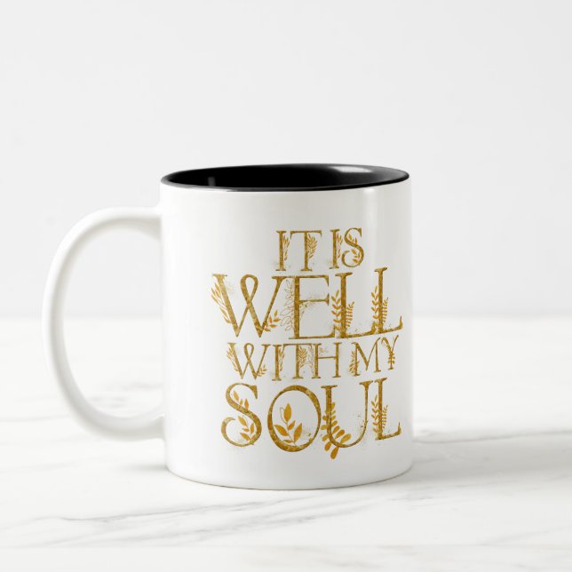 It Is Well With My Soul Hymn Two-Tone Coffee Mug (Left)