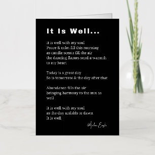 It is well with my soul inspirational poem poetry foil greeting card