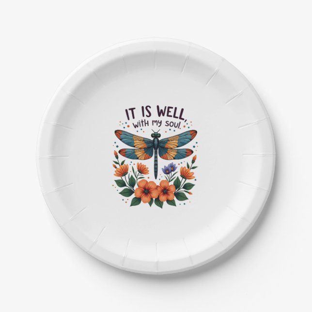It Is Well With My Soul Inspirational Quote (1) Paper Plates (Front)