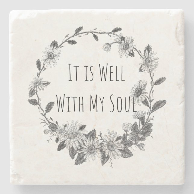 It Is Well With My Soul Keepsake Stone Coaster (Front)