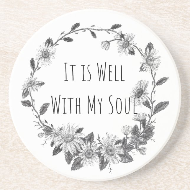 It Is Well With My Soul Keepsake Stone Coaster (Front)