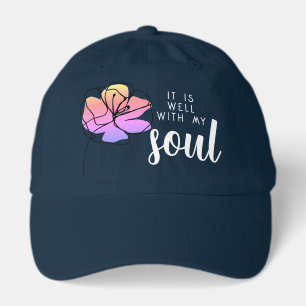 It Is Well With My Soul Pink Floral Faith Dark Hat
