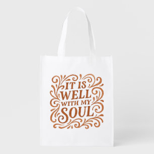 It is Well With My Soul Typography Grocery Bag