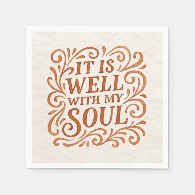 It is Well With My Soul Typography Napkins (Front)