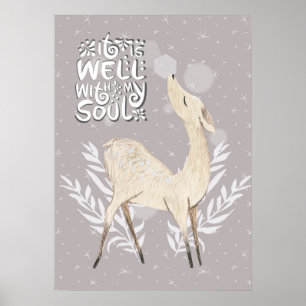 It is Well with my Soul, Winter Watercolor Deer Poster