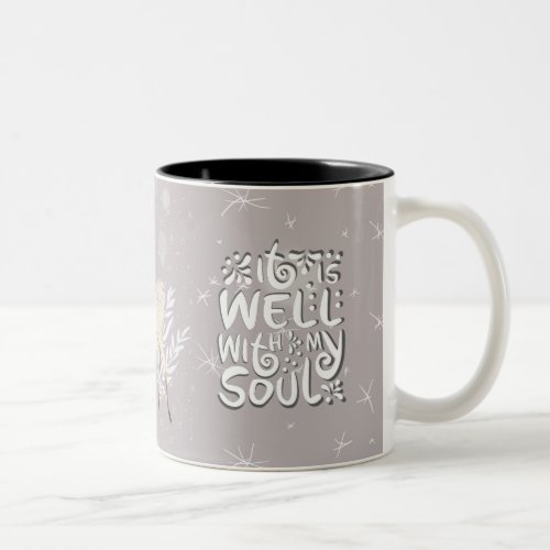 It is Well with my Soul Winter Watercolor Deer Two_Tone Coffee Mug
