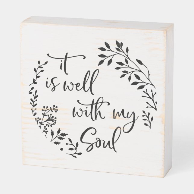 It Is Well With My Soul Wooden Box Sign (Angled Horizontal)