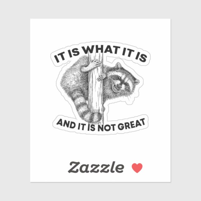 It Is What It Is And It Is Not Great Raccoon Sticker (Sheet)