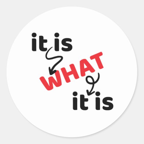 It Is What It Is _ Sayings And Quotes Classic Round Sticker