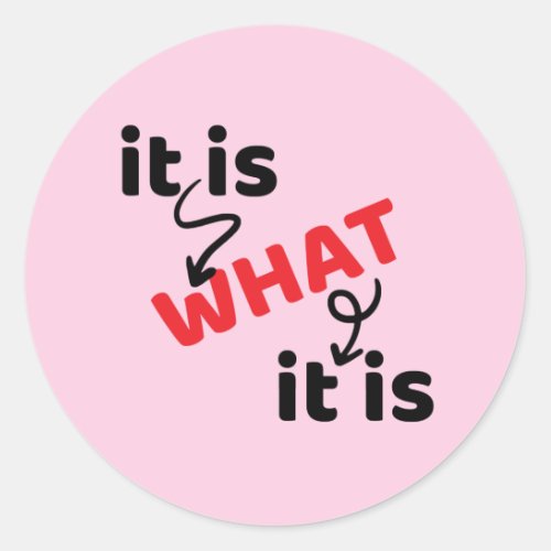 It Is What It Is _ Sayings And Quotes Classic Round Sticker