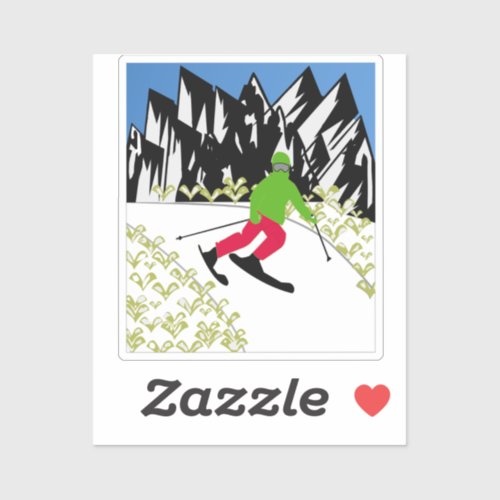 IT IS WINTER  SKIING ON MY MIND STICKER