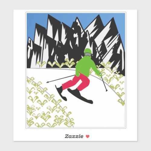 IT IS WINTER  SKIING ON MY MIND STICKER