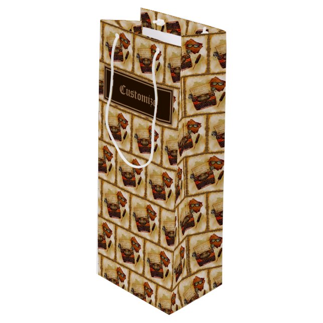 It Is Written Vintage Pattern Wine Gift Bag (Front Angled)
